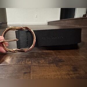 Vince Camuto Black Belt with Gold Buckle